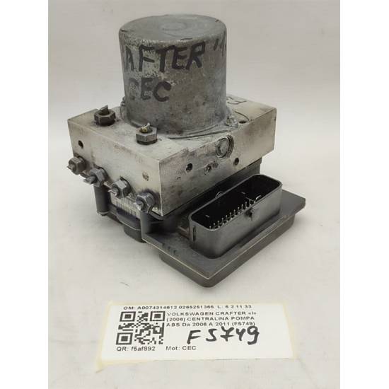 CENTRALINA ABS VOLKSWAGEN Crafter Combi (2E) A0074314612 0265251365 CEC diesel 2461 (06>)