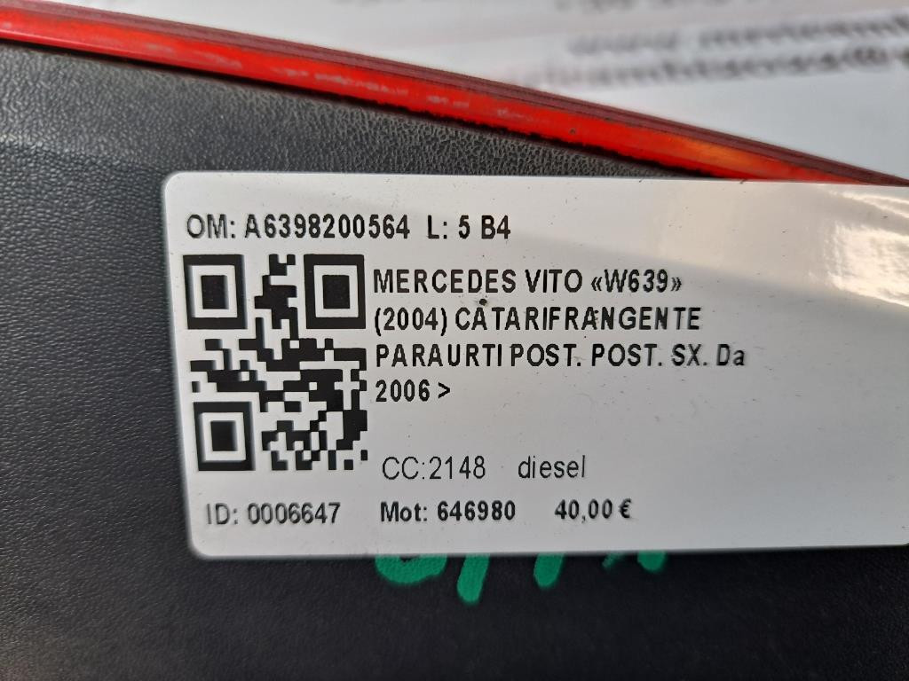 Modanatura Stampo Protettivo Per Porta Posteriore Destra Per Mercedes Vito W639 (2003-2014) – Ricambio ABS 6396902862
