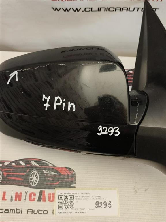 Specchietto Retrovisore Esterno Per Kia Carens 2013-2018, Gruppo Porta Sinistra/Destra, Regolazione Elettrica E Riscaldamento, 7 PIN